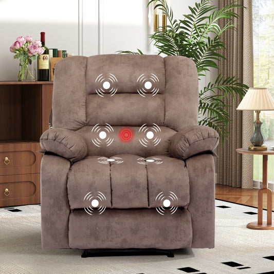 ANJ 36'' Massage Recliner Chair with Heat and Vibration – Soft Fabric Manual Reclining Chair for Living Room and Bedroom