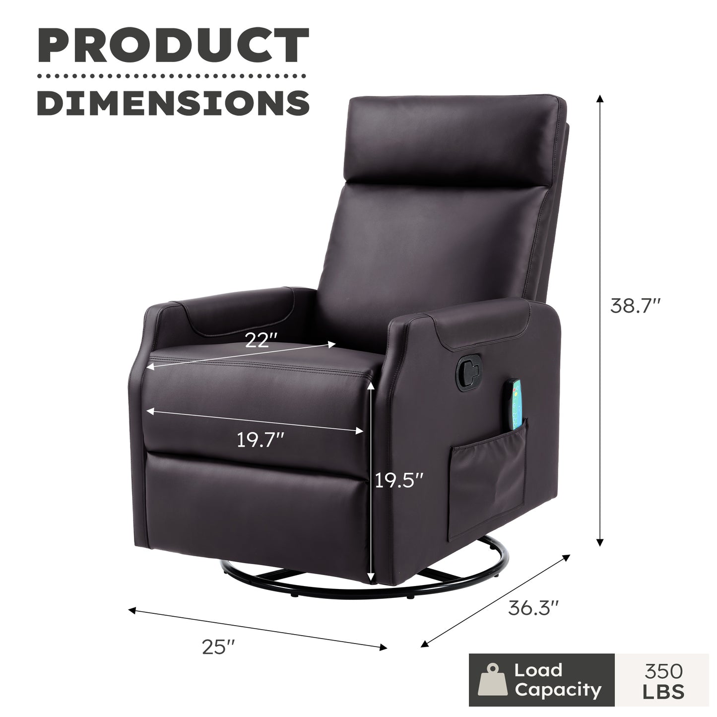 ANJ 8-Point Massage Recliner Chair with Heating,Leather Recliner Sofa