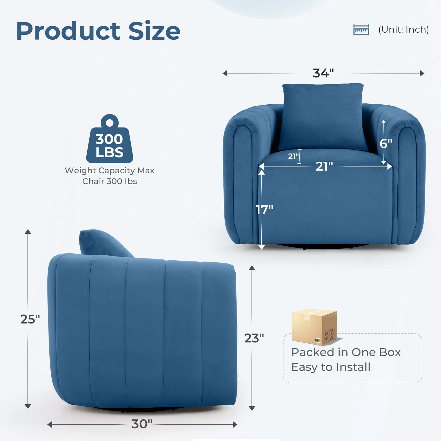 ANJ  Living Room Chair with Pillow, Barrel Chair for Bedroom
