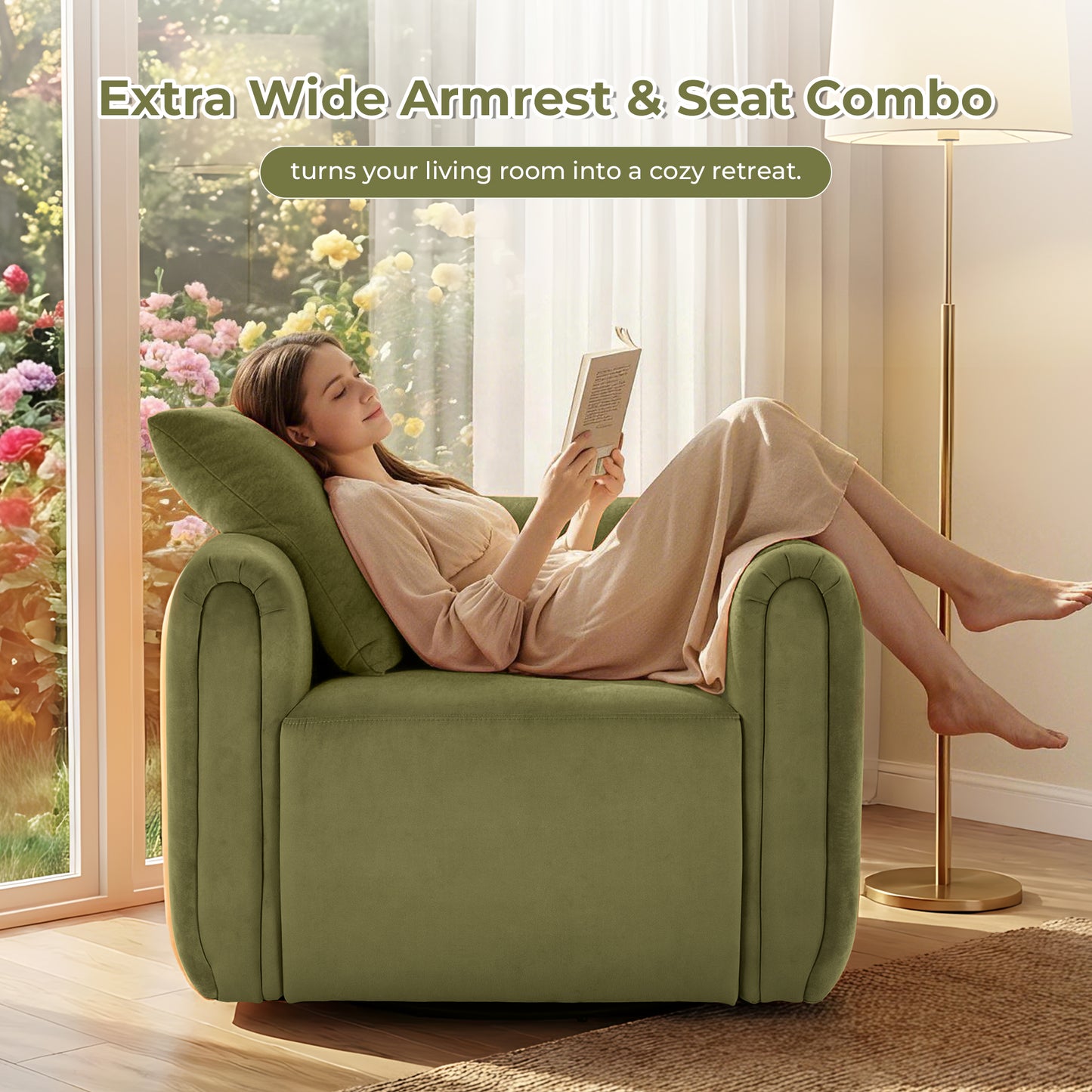 ANJ Swivel Accent Chair, Modern Velvet Living Room Chair
