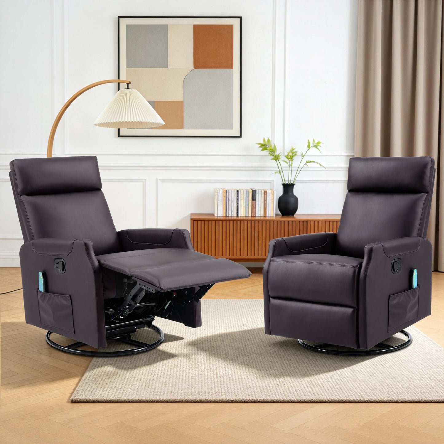 ANJ 8-Point Massage Recliner Chair with Heating,Leather Recliner Sofa