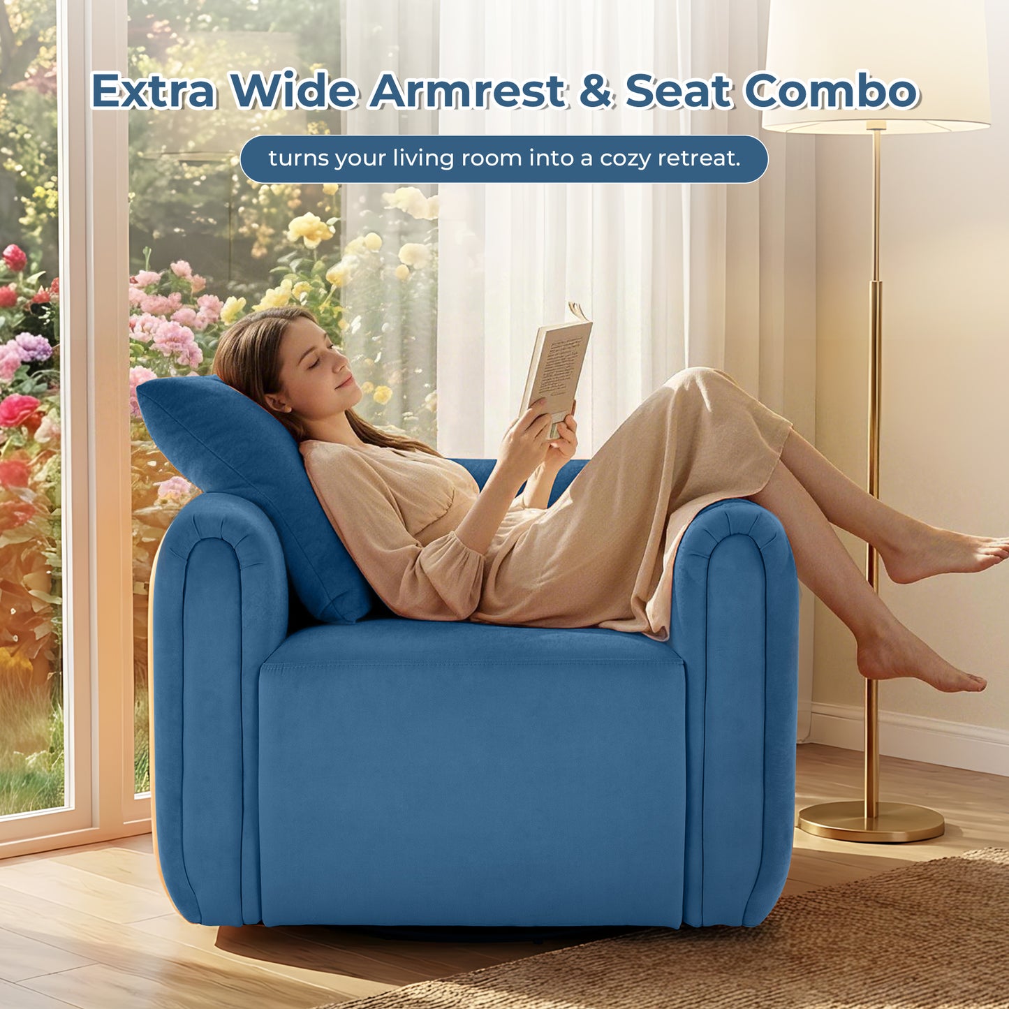 ANJ  Living Room Chair with Pillow, Barrel Chair for Bedroom