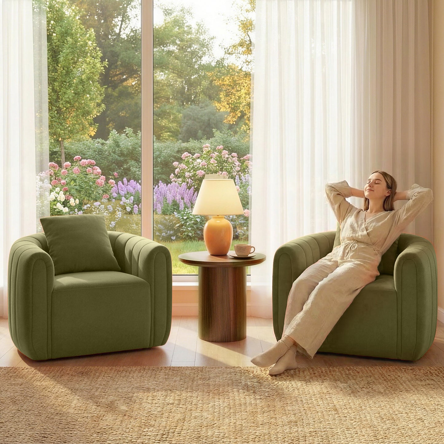 ANJ Swivel Accent Chair, Modern Velvet Living Room Chair